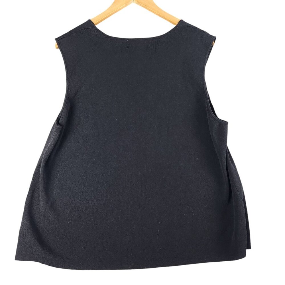Joseph A. Womens Sleeveless Black Top Size 3X Square Neck Knit Office - Picture 5 of 5